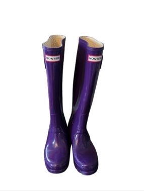 Hunter Shoes Women's Size 5 Tall Glossy Purple Rain Boots Outdoor Waterproof